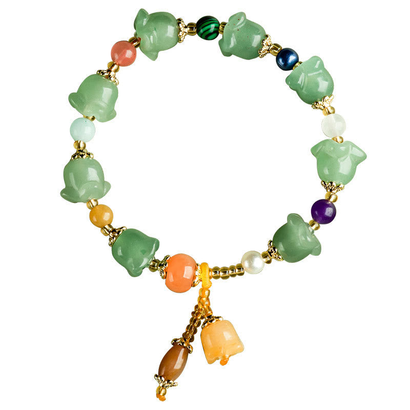 Fortune Jewel Green Aventurine Magnolia Flower Luck Bracelet