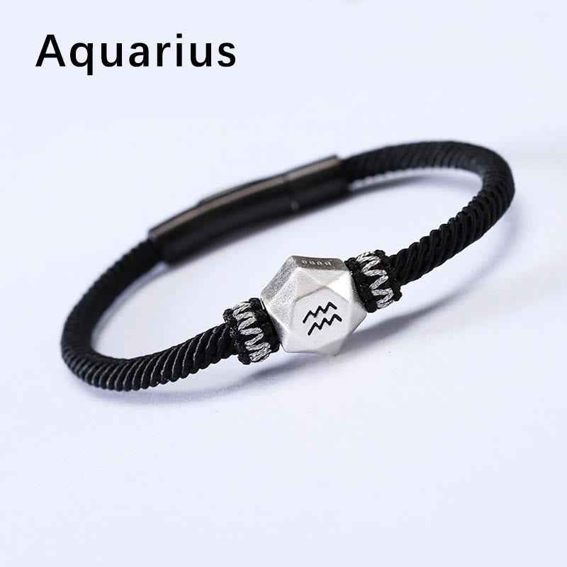 Fortune Jewel 999 Sterling Silver 12 Constellations of the Zodiac Protection Handmade String Bracelet
