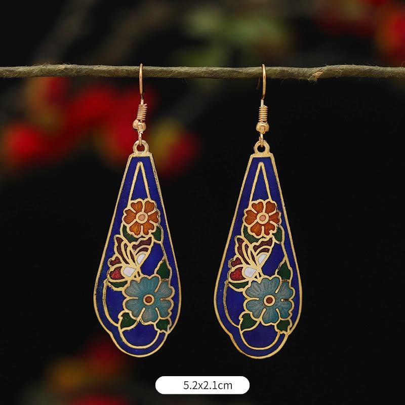 Fortune Jewel Lotus Butterfly Flower Alloy Copper Enlightenment Drop Earrings