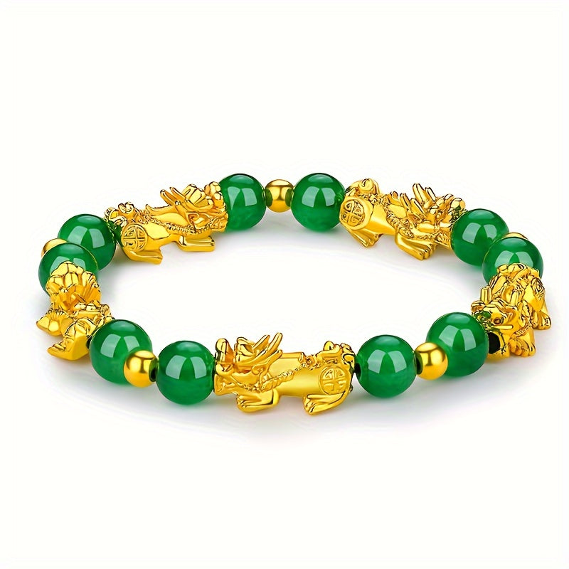 Green Crystal Pixiu Wealth Bracelet – Attracts Fortune, Peace & Good Luck