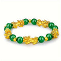 Green Crystal Pixiu Wealth Bracelet – Attracts Fortune, Peace & Good Luck