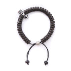 Fortune Jewel Tibet Coconut Shell Carved Om Mani Padme Hum Dorje Vajra Bell Happiness String Bracelet