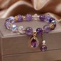 Fortune Jewel Natural Amethyst Zircon Love Heart Healing Soul Charm Bracelet
