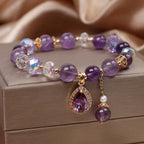 Fortune Jewel Natural Amethyst Zircon Love Heart Healing Soul Charm Bracelet