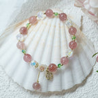 Fortune Jewel Strawberry Quartz Rutilated Quartz Fluorite Flower Healing Bracelet