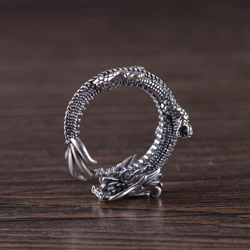 Fortune Jewel 925 Sterling Silver Dragon Luck Protection Ring Fortune Jewel