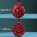 Fortune Jewel Chinese Zodiac Natural Cinnabar Bagua Amulet Keep Away Evil Spirits Necklace Pendant