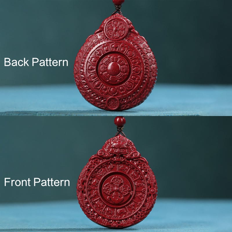 Fortune Jewel Chinese Zodiac Natural Cinnabar Bagua Amulet Keep Away Evil Spirits Necklace Pendant