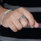 Fortune Jewel Vintage Tibet Om Mani Padme Hum Carved Hollow Design Purity Ring