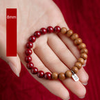 Fortune Jewel 925 Sterling Silver Peach Wood Cinnabar Ward Off Evil Spirits Bracelet