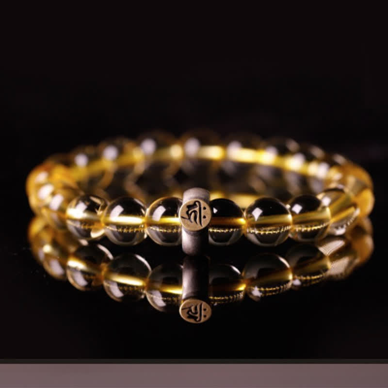 Fortune Jewel 925 Sterling Silver Chinese Zodiac Natal Buddha Citrine Protection Bracelet