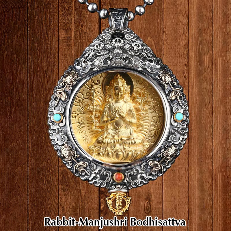 Fortune Jewel Chinese Zodiac Natal Buddha Thangka Nine Palaces Eight Diagrams Wealth Rotatable Necklace Pendant Fortune Jewel