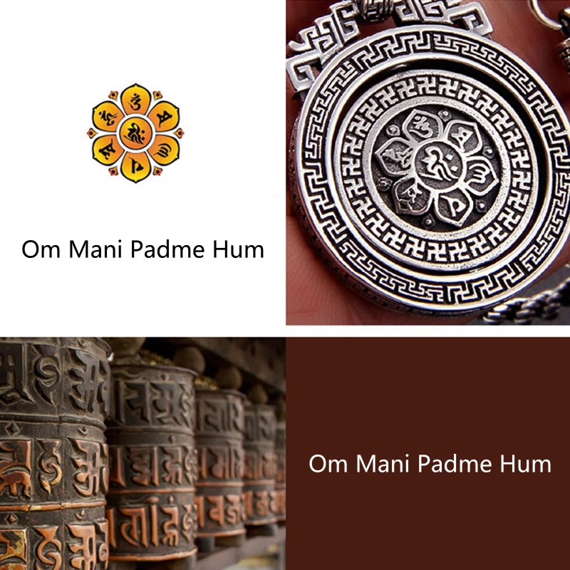 Fortune Jewel Tibetan Om Mani Padme Hum Double Dorje Vajra Rotatable Purity Peace Necklace Pendant