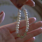 Fortune Jewel 14K Gold Plated Natural Pearl Hetian Cyan Jade White Jade Sincerity Bead Chain Bracelet