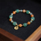 Fortune Jewel Natural Golden Silk Jade Pumpkin Bead Fu Character Charm Wealth Bracelet