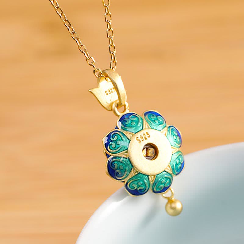 Fortune Jewel 925 Sterling Silver Tibet Lotus Prayer Wheel Red Agate Enlightenment Necklace Pendant