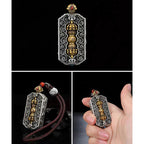 Fortune Jewel Tibetan Om Mani Padme Hum Carved Dorje Vajra Rotatable Lotus Pattern Purity Rope Necklace Pendant