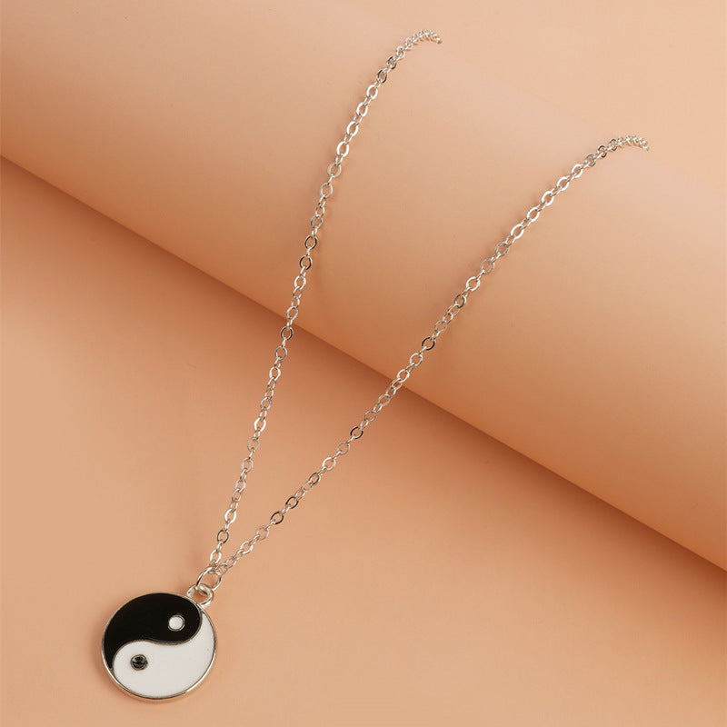 Fortune Jewel 2Pcs Yin Yang Harmony Balance Necklace Pendant Fortune Jewel