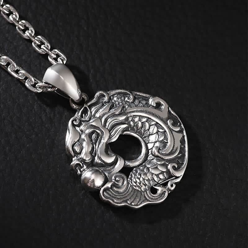 Fortune Jewel Koi Fish Dragon Peace Buckle Wealth Necklace Pendant Fortune Jewel