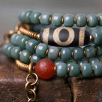 Fortune Jewel 108 Mala Beads Bodhi Seed Dzi Bead Wisdom Bracelet