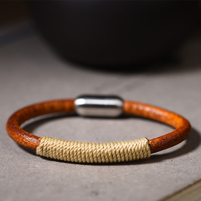Fortune Jewel Tibetan Leather Handmade Five Elements Luck Braid String Buckle Bracelet