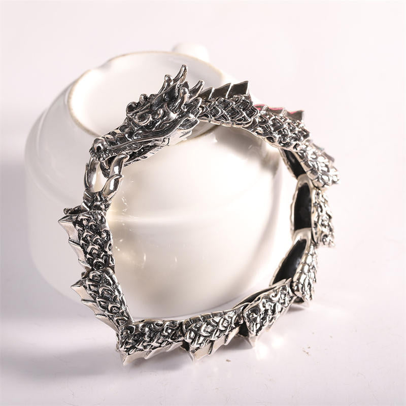 Fortune Jewel 925 Sterling Silver Dragon Luck Success Bracelet Bangle Fortune Jewel