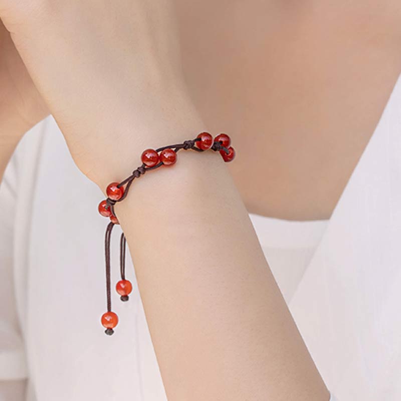 Fortune Jewel Red Agate Moss Agate Cinnabar Calm Bracelet