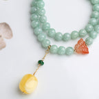 Fortune Jewel 925 Sterling Silver Natural Jade Amber Butterfly Luck Abundance Bracelet