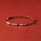 Fortune Jewel 925 Sterling Silver Luck Koi Fish Braided Colorful String Bracelet Anklet
