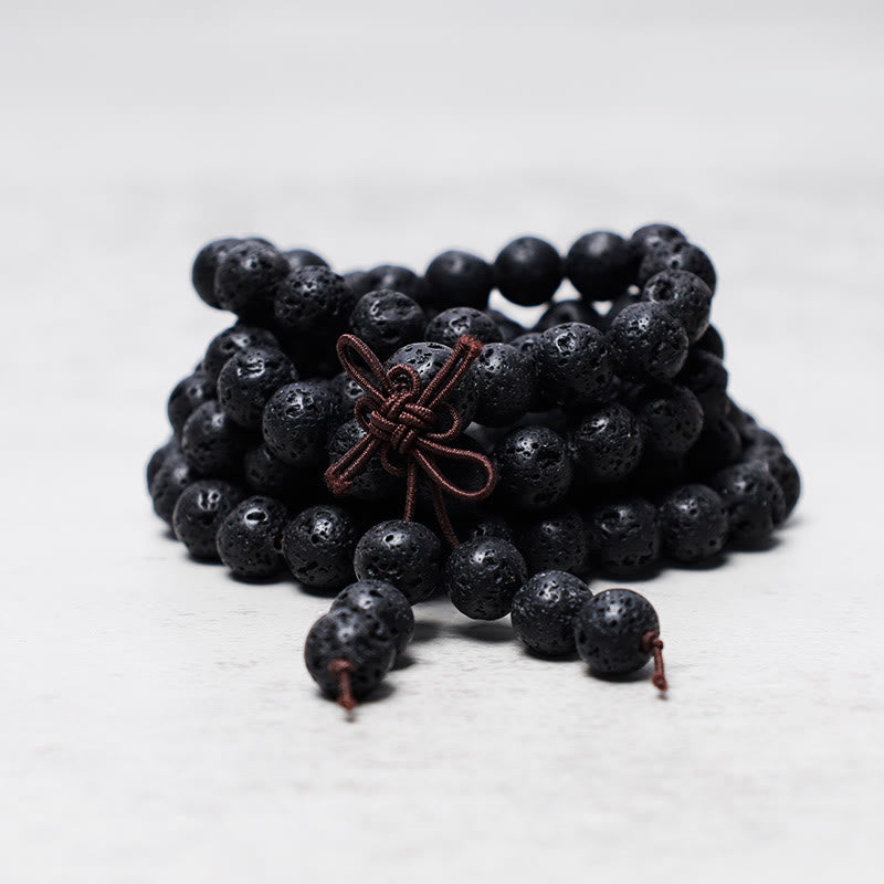 Fortune Jewel 108 Natural Lava Rock Beads Prayer Mala Bracelet Necklace