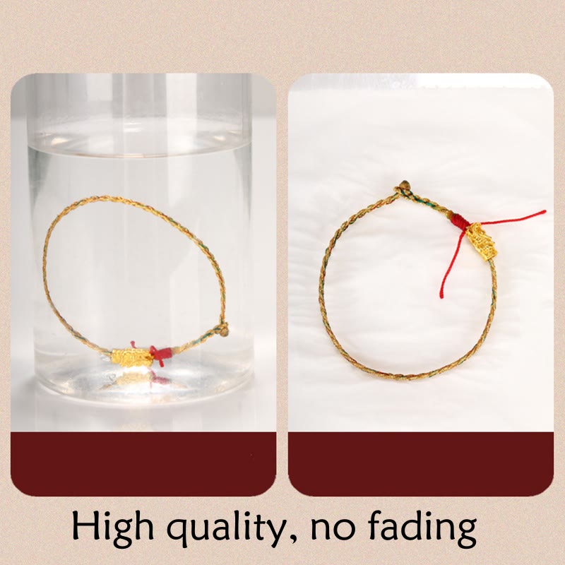 Fortune Jewel Year of the Dragon Handmade Colorful Dragon Carved Success Braided Bracelet