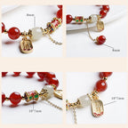 Fortune Jewel Natural Red Agate Hetian Jade Fu Character Confidence Charm Bracelet