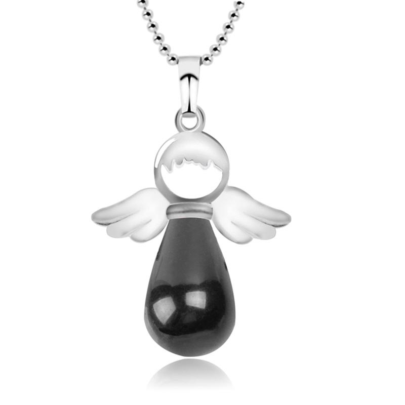 Fortune Jewel Little Angel Wings Natural Crystal Luck Necklace Pendant