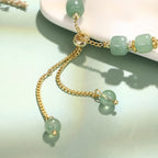 Fortune Jewel Year of the Rabbit Natural Green Aventurine Luck Bead Bracelet