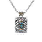 Fortune Jewel Nine-Eye Dzi Bead Design Copper Healing Rotatable Necklace Pendant