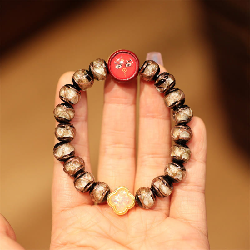 Fortune Jewel Tibetan Gold Swallowing Beast Family Five God Of Wealth Thangka Fortune Bead Bracelet