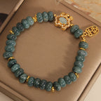 Fortune Jewel Natural Jade Chinese Lock Charm Peace Luck Abundance Bracelet