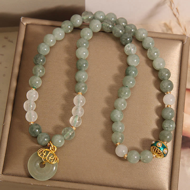 Fortune Jewel Green Aventurine Peace Buckle Charm Luck Double Wrap Bracelet