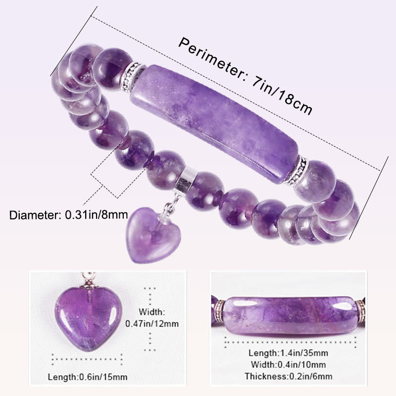 Fortune Jewel Natural Quartz Love Heart Healing Beads Bracelet