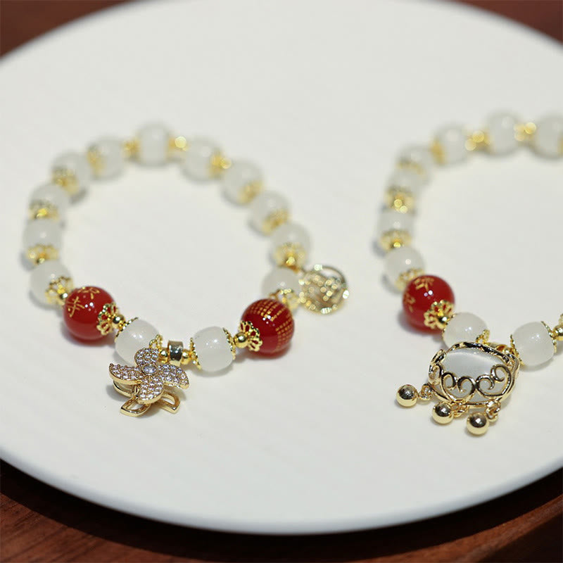 Fortune Jewel Windmill Chinese Lock Charm Fu Character Blessing Bracelet