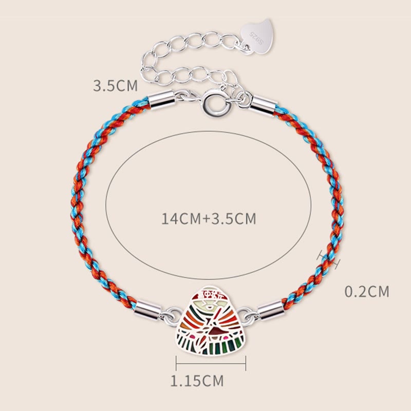 Fortune Jewel 925 Sterling Silver Zongzi Pattern Luck Multicolored Handcrafted Bracelet