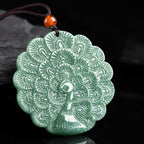 Fortune Jewel Natural Jade Peacock Luck Prosperity Necklace Pendant