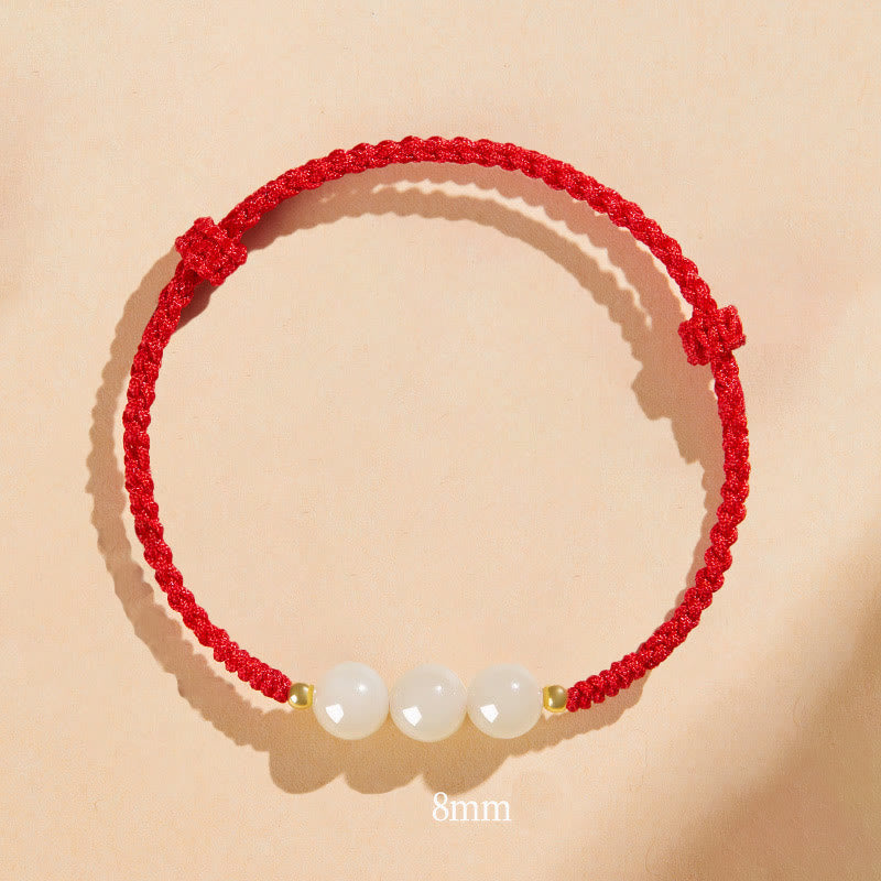 Fortune Jewel Handcrafted Round Jade Lucky Bead Prosperity Braided Bracelet