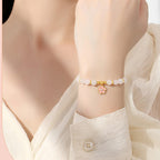 Fortune Jewel 925 Sterling Silver Hetian White Jade Cherry Blossom Protection Bracelet
