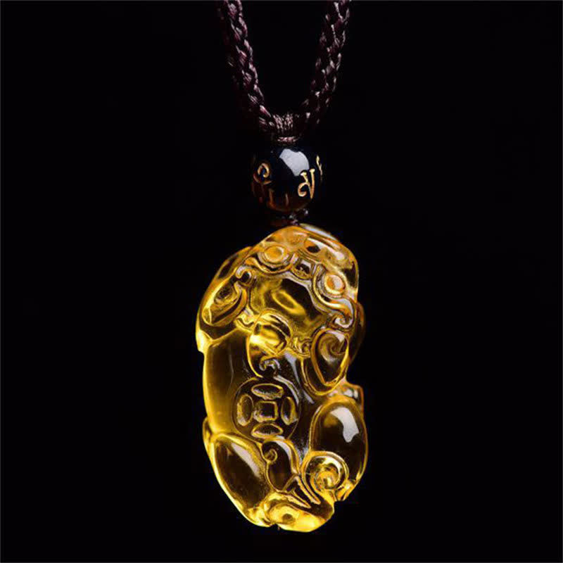 Fortune Jewel FengShui Citrine PiXiu Wealth Necklace Pendant