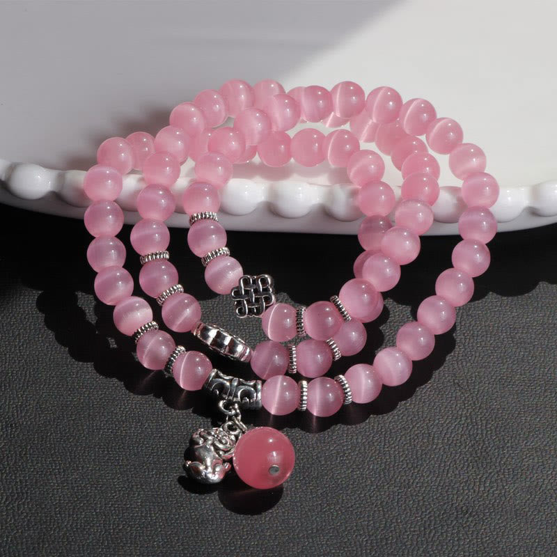 Fortune Jewel Cat Eye PiXiu Support Triple Wrap Bracelet