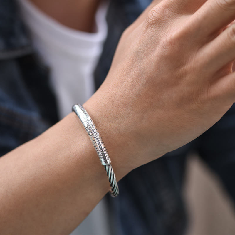 Fortune Jewel Tibetan Om Mani Padme Hum Heart Sutra Purity Cuff Bracelet