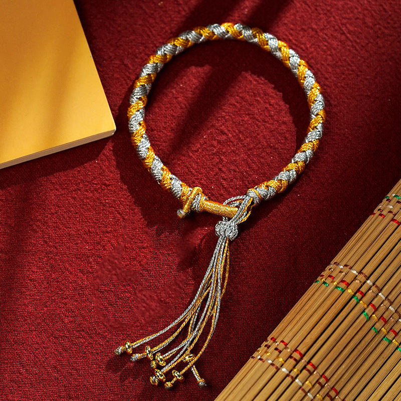 Fortune Jewel Handmade Tibetan Five God Of Wealth Dragon Scale Rope Luck Braid Bracelet