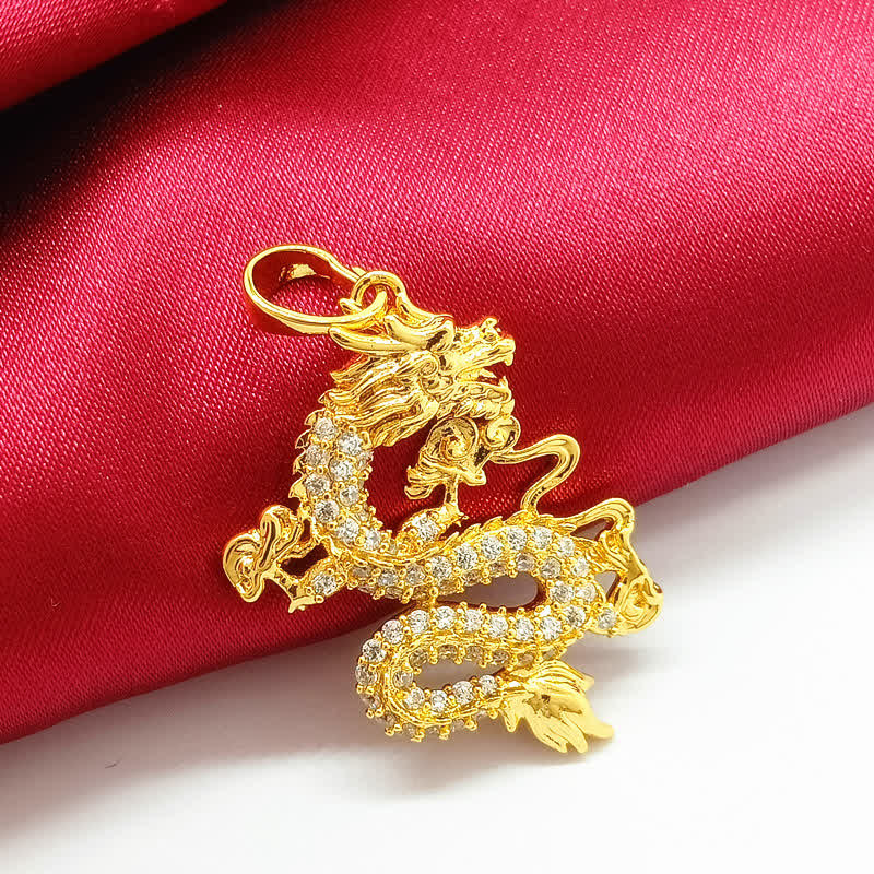Fortune Jewel Gold Dragon Protection Necklace Pendant Fortune Jewel