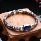 Fortune Jewel Retro Blue Acrylic Dragon Keel Braided Design Healing Wealth Buckle Bracelet